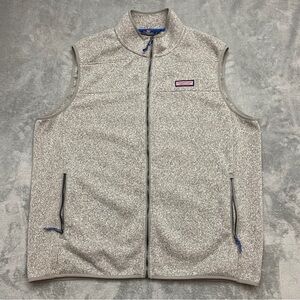 Vineyard Vines Mountain Sweater Fleece Heather Grey Full Zip Vest Men 2XLT